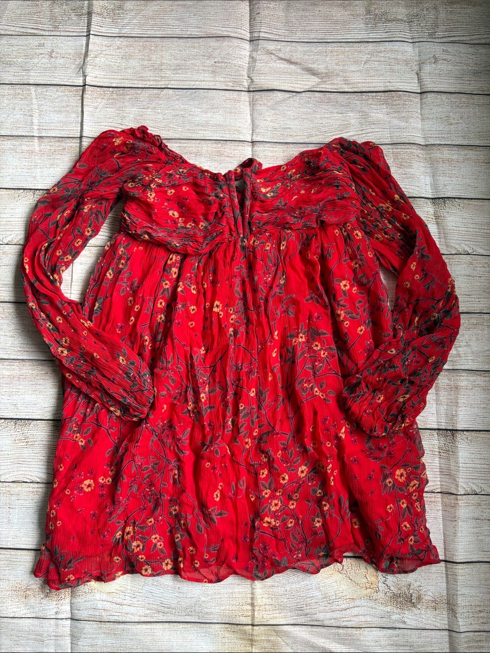 Letmebe Red Floral Long-Sleeve Mini Dress - Picture 2 of 8
